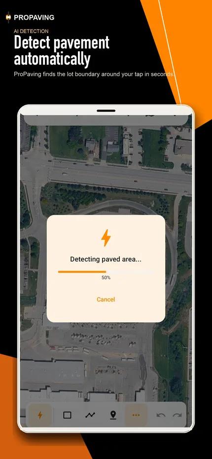 ProPaving mobile app detecting pavement automatically